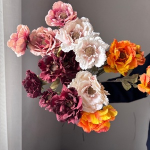 Fleurs de pivoine artificielles en tissu de soie de haute qualité, 6 têtes de pivoines roses artificielles pour la décoration de la maison, centre de table, décoration de mariage - Product Image 1