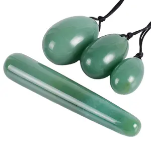 Bolas de kegel naturales, varitas de cristal de jade verde, yoni, para masaje vaginal