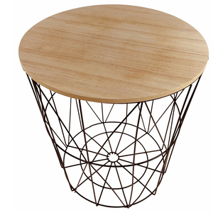 Sofa Metal <strong>Wire</strong> Round Wood Side <strong>Coffee</strong> <strong>Table</strong> Basket Fashion square Round Stainless Steel Aluminium <strong>Coffee</strong> <strong>Table</strong> - Product Image 1