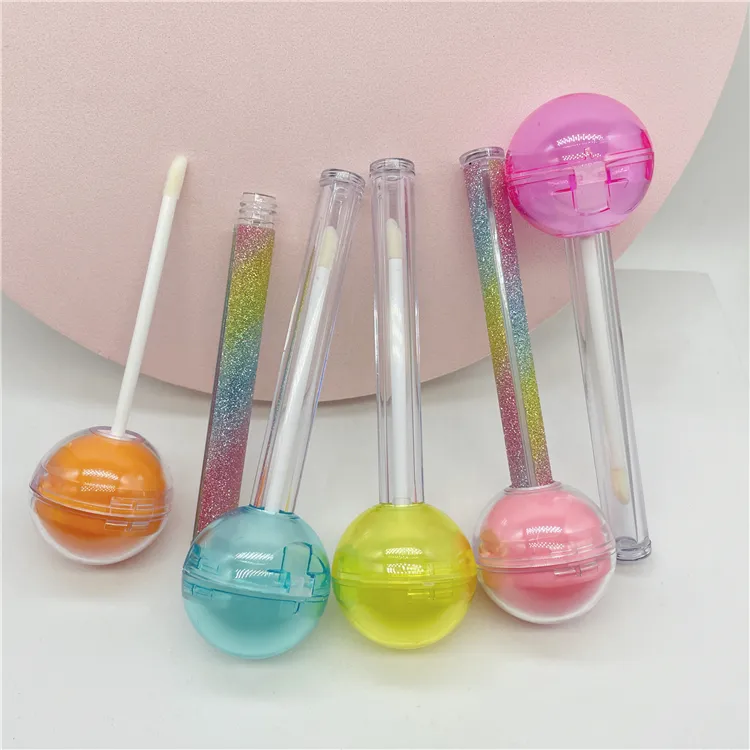 Contenants de tubes de brillant à lèvres en plastique vides mignons en forme de sucette 2.5ml