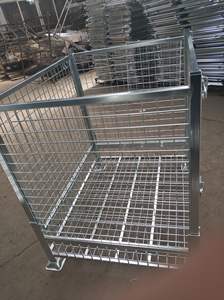 4-Strato pesante pieghevole in acciaio Pallet <span class=keywords><strong>Rack</strong></span> impilabile rete metallica gabbia metallica per magazzino di stoccaggio pieghevole Pallet <span class=keywords><strong>Rack</strong></span> di stoccaggio - Product Image 3