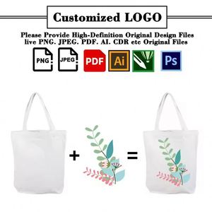 Promotional Gifts Custom Printed Beige Tote Logo Canvas Bag Flat Shopping Bags - Product Image 2