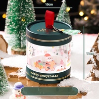 Lot de 50 boîtes circulaires en PVC Lingka pour emballage de cadeaux de Noël, ensemble de gâteaux aux pommes, avec poignée et étiquette de dessin animé