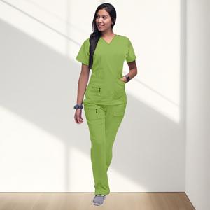 पॉकेट जिपर सर्जिकल स्क्रब टॉप, स्पा इलास्टिक स्क्रब शर्ट, शॉर्ट आस्तीन वर्क वर्दी - Product Image 3