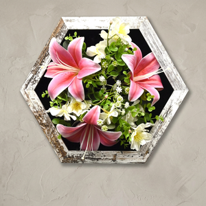 กรอบผนังดอกไม้ประดิษฐ์ไม้รูปหกเหลี่ยม 30x30 ซม. (AFF-Frame-3) - Product Image 3