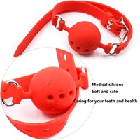 Bouchon buccal mignon de 3 tailles, boule buccale respirante en silicone avec trous, bouchon buccal ouvert, jouet sexuel pour les amateurs de fétichisme