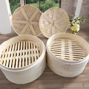 <span class=keywords><strong>Vaporera</strong></span> de Bambú Sostenible de 2 Niveles con Tapa Apta para Horno para Dim Sum Casero - Product Image 2