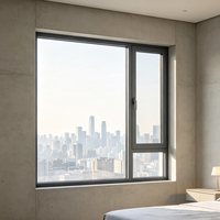 Ventana Abatible de Aluminio con Aislamiento Térmico, Bajo Consumo Energético, Resistente a la Intemperie y al Óxido, Precio de Fábrica, para Terraza