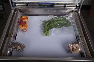 เครื่องบรรจุภัณฑ์สูญญากาศแบบกึ่งอัตโนมัติขนาดเล็กสำหรับอุตสาหกรรมคุณภาพสูงแบบสองห้องแนวตั้งที่ดีที่สุดสำหรับอาหารทะเลและผัก - Product Image 3