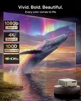 Projecteur intelligent Aurzen EAZZE D1 MAX avec Google TV amélioré, compatible 4K, 1000 lumens ANSI, technologie MEMC, audio Dolby 20W