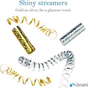 5 pièces or métallique et argent pour <span class=keywords><strong>anniversaire</strong></span> de la rentrée scolaire et décorations de fête en or Serpentine Streamers - Product Image 3