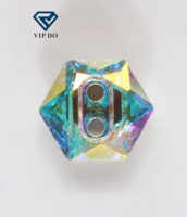 Harga grosir pabrik produk baru berlian imitasi kristal K9 seri lubang ganda tombol bawah potongan heksagonal kaca kristal