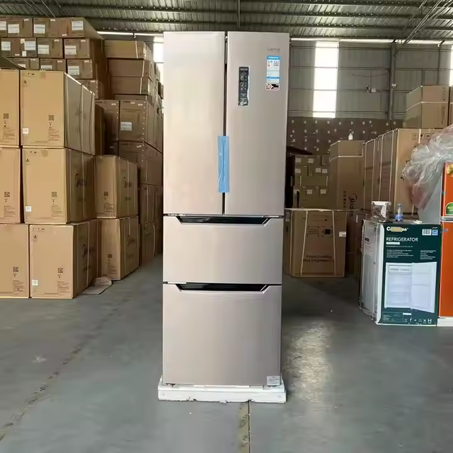Modern Cross Door Refrigerator - Smart Frost-Free Large Capacity Fridge, Stainless Steel Multi-Door Freezer for Home Kitchen