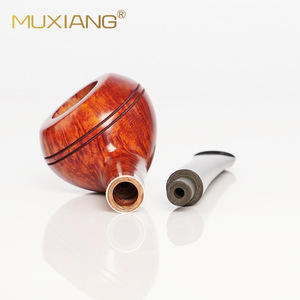 Muxiang Briar Wood Smoking Pipe 3mm Filter Straight Type With Metal Ring For Men - Product Image 4