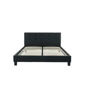 California King Volledige Sise Bed Frame Knop Hoofdeinde Kingsize Platform Stof Bekleding Bed