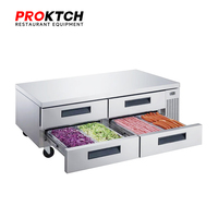 Meja Kerja Kulkas Chef Base Komersial dengan Laci Pendingin, Bahan Stainless Steel, Ukuran 36/48/52/60/72 Inci