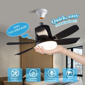 Ventilador de Techo LED con Luz, Cabezal Móvil, Regulación Inteligente, Bombilla E27, Decoración del Hogar, Rotación de 360°, Control Remoto, Ventilador de Techo Moderno - Product Image 4