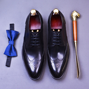 Nuevos Zapatos Formales de Cuero Genuino para Hombre, con Punta Cuadrada, Diseño Calado, Estilo Coreano, Casuales de Negocios, con Cordones, Antideslizantes, para Otoño - Product Image 2