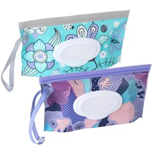 Porte-distributeur de lingettes rechargeables portables florales pour bébé Conteneur de distributeur de lingettes Pochette de lingettes humides de voyage réutilisable - Product Image 1