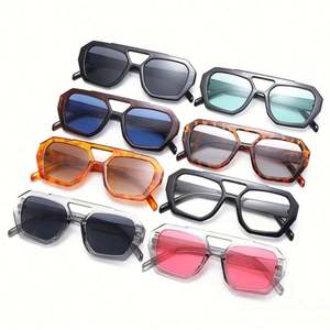 Lunettes de soleil vintage 2024 pour femme, forme polygonale irrégulière, protection UV400, double pont, carrées - Product Image 3