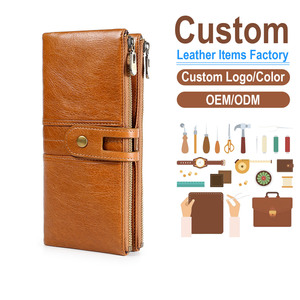 <b>RFID</b> Blocking Long Leather <b>Wallet</b> for Men Women Top-Grain Cowhide Bifold <b>Wallet</b> with Zipper Coin Pocket Custom Engraved Gift - Product Image 1