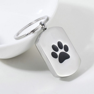 Paslanmaz çelik anahtarlık dikdörtgen anıt kolye kolye pençe baskı Pet mücevherat küllerden - Product Image 4