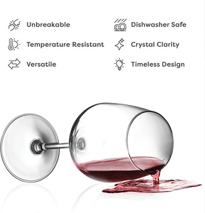 Unbreakable Tritan פלסטיק יין משקפיים, לשימוש חוזר מחוסמת BPA-משלוח אדום יין כלי זכוכית עם ארוך גזע בצבע יין משקפיים - Product Image 3