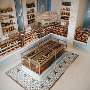 Vitrina de Madera Maciza Tallada para Exhibición de Pared, Estilo <span class=keywords><strong>Palacio</strong></span> Francés de Lujo, para Cafetería o Pastelería de Alta Gama - Product Image 3