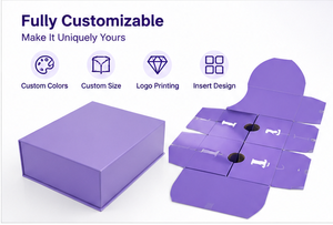 Caja de Regalo Reutilizable Morada de 5 Cajones con Logotipo en Dorado y Insertos Personalizados para Regalos Minoristas, Caja de Regalo Personalizada para Calendario de Adviento - Product Image 3