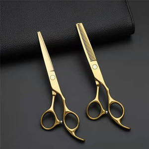 Ciseaux de coiffure dorés BT-6 pouces, ciseaux à effiler en acier inoxydable à long manche pour la coupe de cheveux professionnelle - Product Image 2