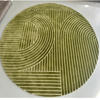 Tapis en acrylique tufté à la main, couleur verte, forme ronde, pour salon et chambre à coucher
