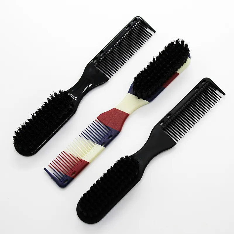 Wholesale Small Double Sided Beard Comb And Brush Mini Bristle Beard Comb Brush Men'S Makeup Cleaning Brush