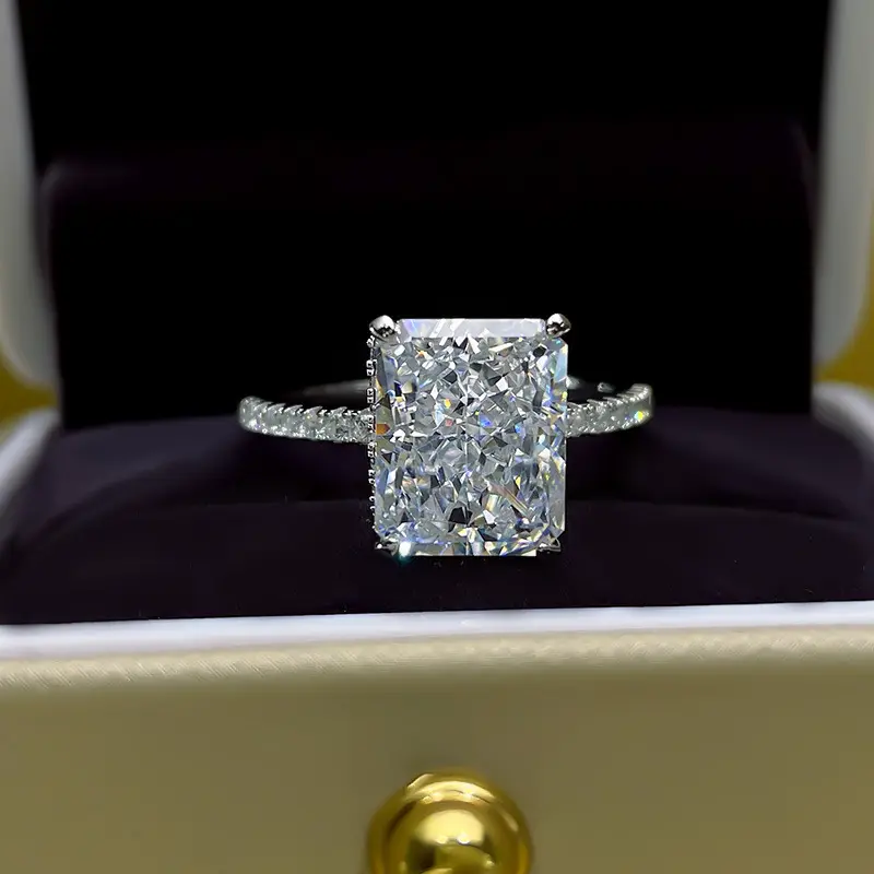 Fine Jewelry Luxo Clássico Pure 925 Sterling Silver Square Zircon Colorido Diamante Bridal Finger Rings para Mulheres Meninas