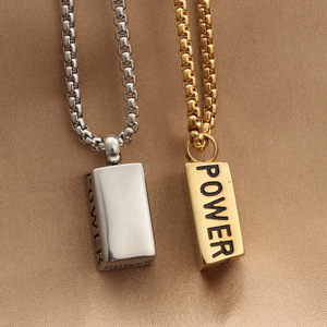 Collier pour homme en acier inoxydable avec pendentif lettre, thème géométrique rétro, cadeau 280240 - Product Image 2