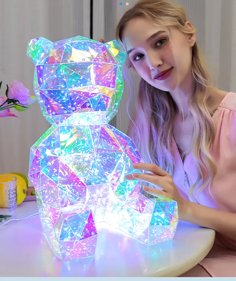 Nuova Idea regali Magic Led Light Teddy Bear Usb Glowing Film orso colorato con confezione regalo regali di san valentino di compleanno