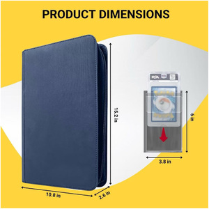 Carpeta de tarjetas de 4 bolsillos con cremallera, almacenamiento seguro para álbum compatible con <span class=keywords><strong>BGS</strong></span>, CGC, SGC, TAG y AGS - Product Image 4
