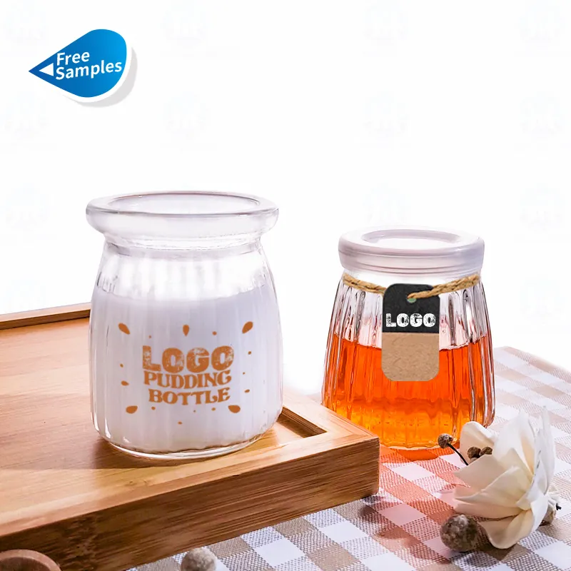 Atacado 100ml 130ml 150ml 200ml Clear Glass Pudim Jars Yogurt Jars Jam Containers com tampas
