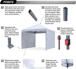ABCCANOPY Outdoor Pergola Gazebo Pavilion White <strong>Pop</strong>-Up <strong>Canopy</strong> Tent 2 Sidewalls Powder Coated for Sun Blocking <strong>Rain</strong> Protection