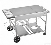Chariot de barbecue extérieur, table de cuisson mobile, tables de préparation BBQ pour pique-nique, cuisine, cour