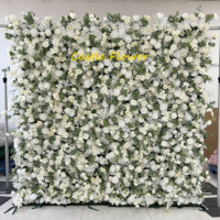 Mur de fleurs artificielles en rouleau 5D personnalisé pour mariage, feuillage blanc, 8x8, toile de fond pour décoration murale