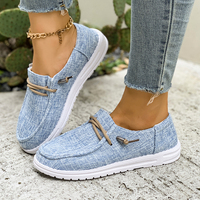 Mocassins en toile pour femmes, à enfiler, à lacets, semelle plate, chaussures décontractées confortables et tendance, multicolores