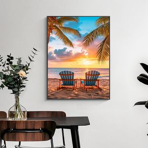 SONGWOOART Kit de Pintura de Diamantes 5D DIY, Atardecer en la Playa Tropical, para Decoración del Hogar, Pintura de Diamantes Personalizada - Product Image 2