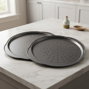 Russell Hobbs COMBO-5447 Lot de 2 plaques de cuisson perforées antiadhésives pour pizza 37 cm sans PFOA en acier inoxydable bleu marbre Nightfall - Product Image 3