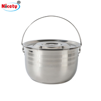 Pot de pique-nique portable en acier inoxydable durable pour l'extérieur, ustensiles de cuisine pour l'extérieur