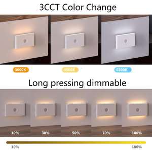 3CCT sensore di movimento e dal crepuscolo all'alba luce notturna ricaricabile luce bianca calda lato illuminata lampada a gradino per camera da letto bagno scala - Product Image 2