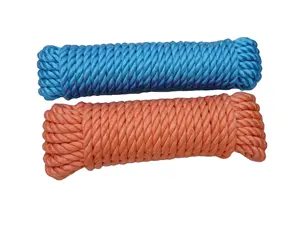 Corda torcida de plástico PP PE 3mm multifuncional Eco-Friendly embalada, alta resistência à quebra, vermelho, azul e verde, multifuncional