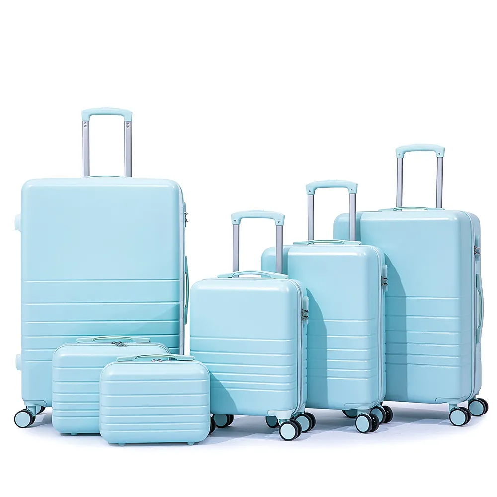 Kunden spezifisches ABS Handgepäck Himmelblau 6-teilige Hardshell-Tasche Reisegepäck sets mit Spinner rädern