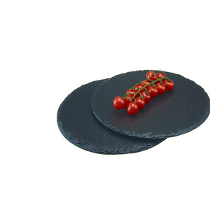 Assiettes en <span class=keywords><strong>ardoise</strong></span> de qualité <span class=keywords><strong>alimentaire</strong></span> en gros, plats ronds noirs, vaisselle en <span class=keywords><strong>ardoise</strong></span>, <span class=keywords><strong>assiette</strong></span> à sushi, planche à fromage ronde, planche à pain noire - Product Image 3