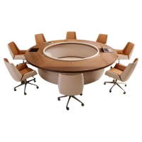 Table de conférence HYZ-290X en placage de noyer, en forme de C, personnalisable, moderne et simple, pour formation et négociation, 2m, 20 personnes, anti-corrosion