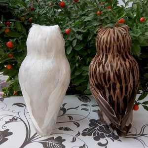 Cú Nhân Tạo Lông Chim Giả Màu Trắng Và Nâu Taxidermy Trang Trí Sân Vườn - Product Image 5